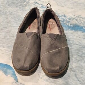 Skechers BOBS Gray Faux Suede Memory Foam Slip On Shoes Women's Size 9